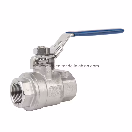 Valvola a sfera con filettatura femmina in acciaio inossidabile 2 pezzi Valvola industriale a passaggio totale 1000 Wog
